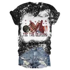 Seasonal Splendor Football Tie-Dye V-Neck Tee